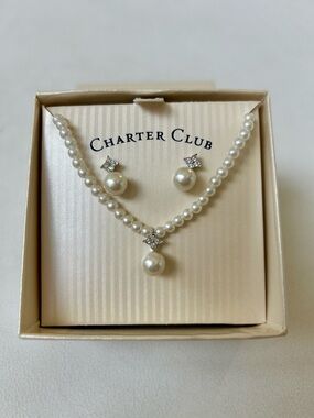Charter Club Pearl Necklace and Earring Set